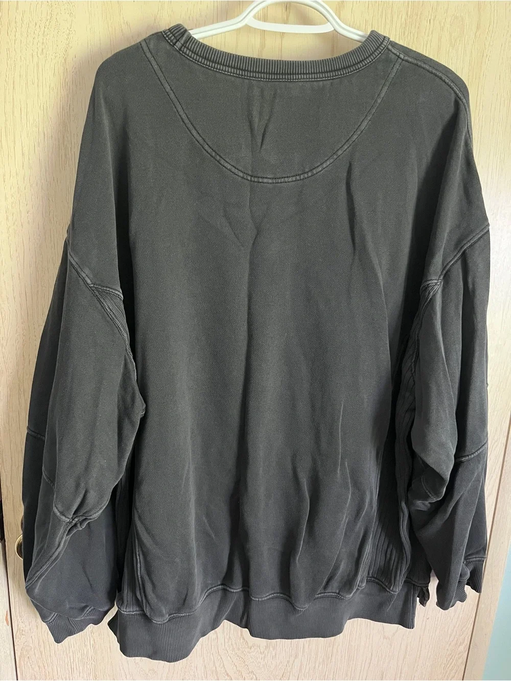 AERIE TRES CHIC SWEATSHIRT RADIANCE OVERSIZED FIT CREWNECK DARK GRAY Sz Large